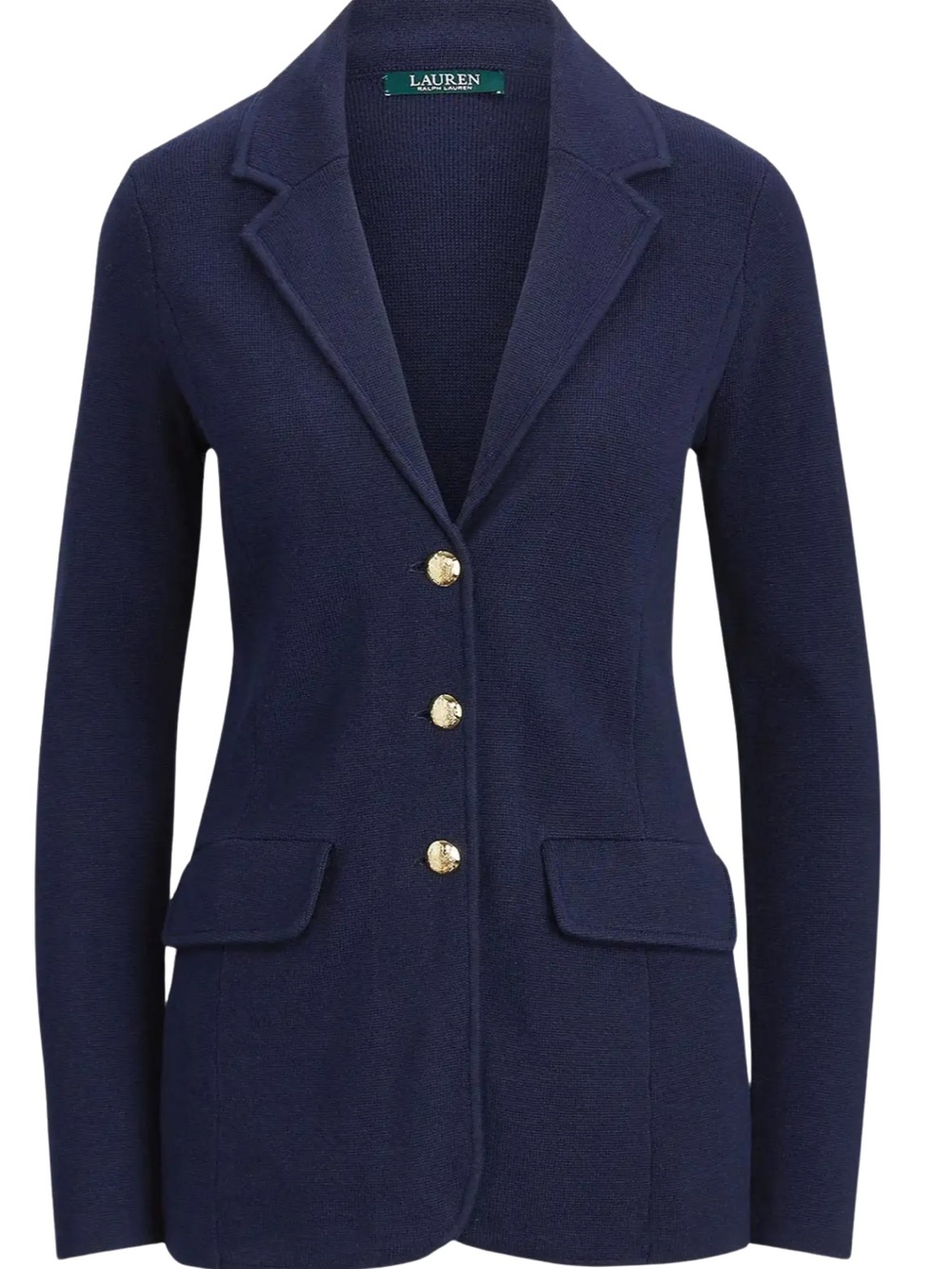 Lauren Ralph Lauren Knit Blazer Suit Jacket Blue Size Large Gold Button - Picture 4 of 11